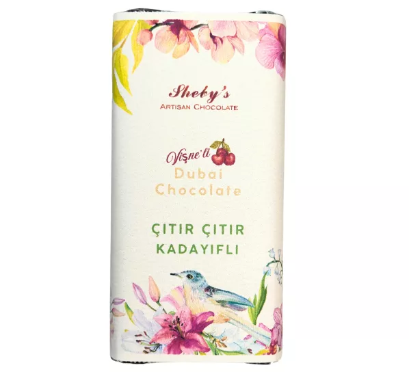 Vişne Dolgulu Çıtır Kadayıflı Antep Fıstıklı Çikolata 200gr (Dubai Çikolatası)